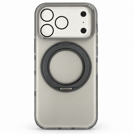 Прозорий чохол Rock Crystal Classic Rotating з кільцем-підставкою для iPhone 18 Pro Max сірий