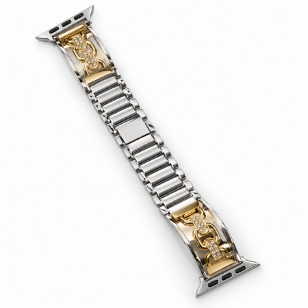 Металевий ремінець Steel Series Chain link для Apple Watch 38/40/41 мм срібло з золотом