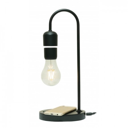 Антигравітаційний настільний світильник iOX левітуюча декоративна лампа світильник нічник в стилі Лофт 7-12-LX з бездротовою зарядкою Black Чорний