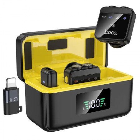 Безпровідний петличний мікрофон Hoco L17 Dual-mic, підключення Lightning/Type-C, з функцією шумозаглушення